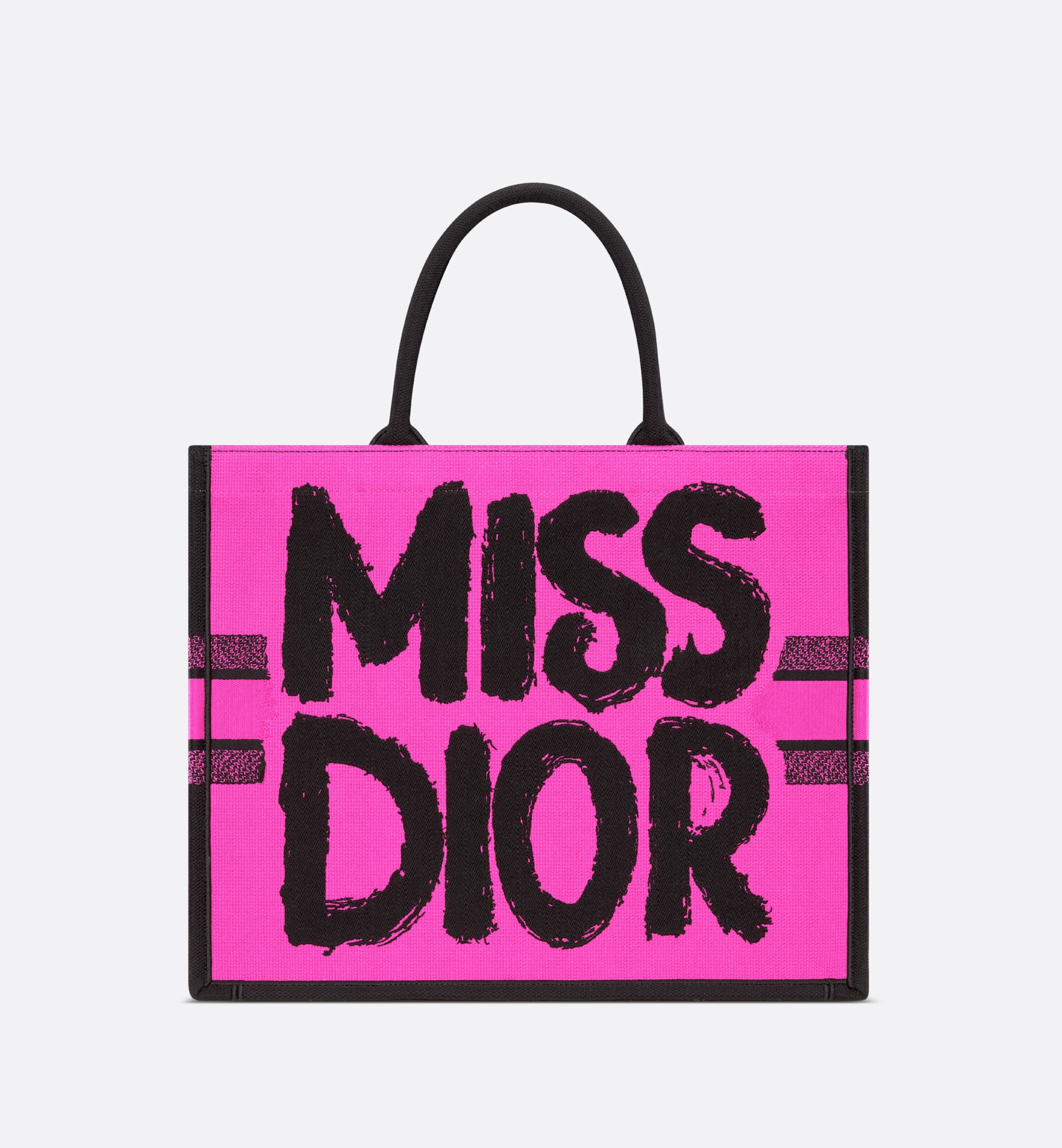 Large Dior Book Tote Two-Tone Fuchsia and Purple Miss Dior Graffiti Embroidery (42 x 35 x 18.5 cm)