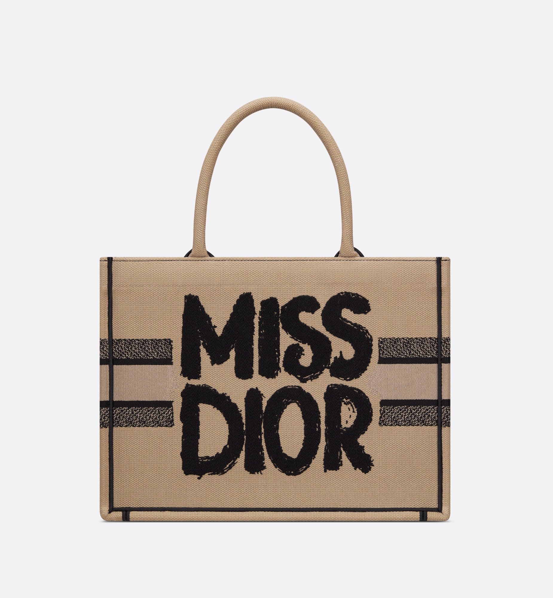 Medium Dior Book Tote Beige and Black Miss Dior Graffiti Embroidery (36 x 27.5 x 16.5 cm)